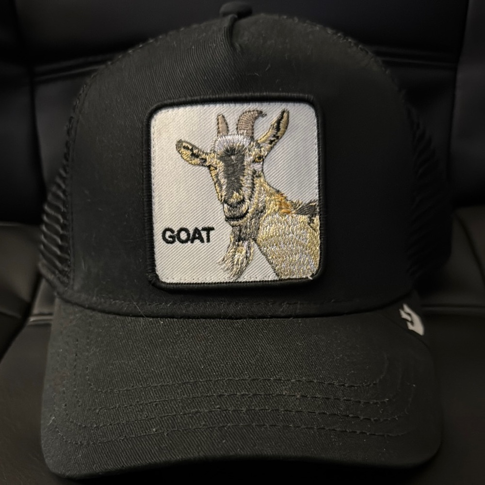 Black Trucker Hat with Goat Patch